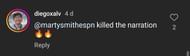 One user praises Marty Smith's narration